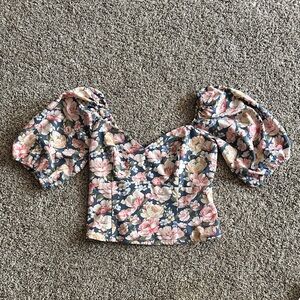 Abercrombie & Fitch Floral Puff Sleeve Blouse